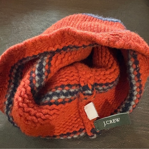 J. Crew Orange and Navy Cozy Knit Beanie - Picture 3 of 6